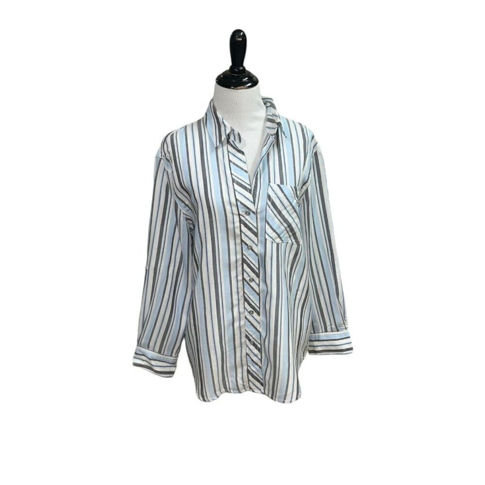 Westbound Women’s S Small Blouse Top Striped Button Down Shirt Business Casual